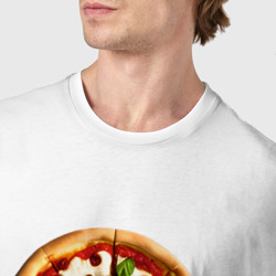 Футболка с принтом Я люблю пиццу для мужчины, вид на модели спереди №4. Цвет основы: белый