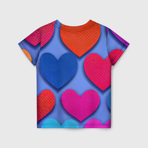 Детская футболка 3D Паттерн сердечки, цвет 3D печать - фото 2