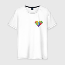 Мужская футболка хлопок Сердце из фигур Тетрис
