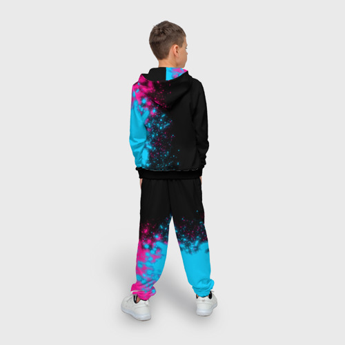 Детский 3D костюм с принтом Evangelion - neon gradient: по-вертикали, вид сзади #2