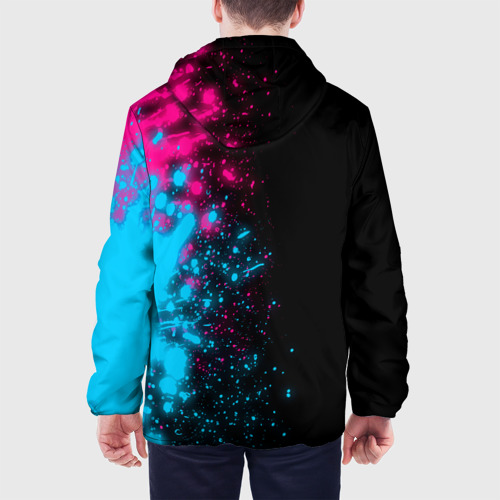 Мужская куртка 3D с принтом Evangelion - neon gradient: по-вертикали, вид сзади #2