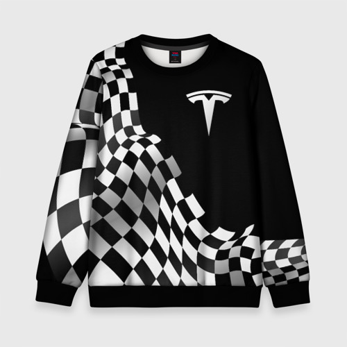 Детский свитшот 3D Tesla racing flag, цвет 3D печать