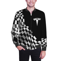 Мужской бомбер 3D Tesla racing flag - фото 2