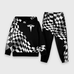 Детский костюм с толстовкой 3D Tesla racing flag