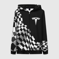 Женская толстовка 3D на молнии Tesla racing flag