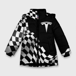 Зимняя куртка для девочек 3D Tesla racing flag