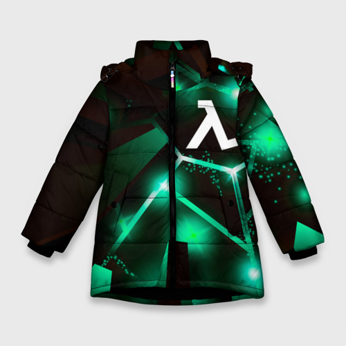 Зимняя куртка для девочек 3D с принтом Half-Life разлом плит, вид спереди #2