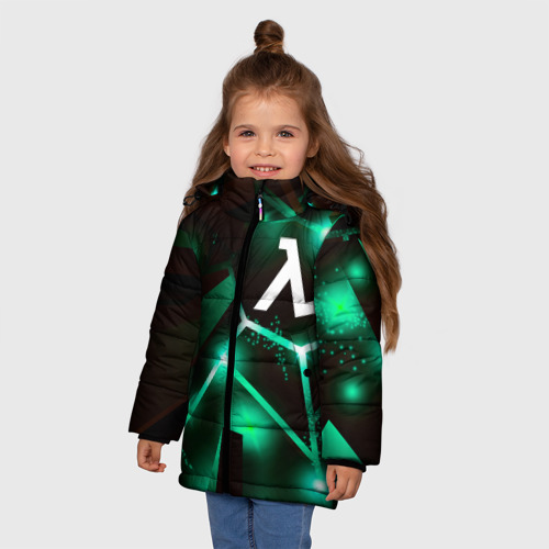 Зимняя куртка для девочек 3D с принтом Half-Life разлом плит, фото на моделе #1