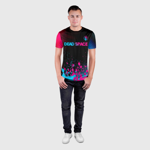 Мужская футболка 3D Slim с принтом Dead Space - neon gradient: символ сверху, вид сбоку #3