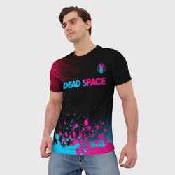 Мужская футболка 3D Dead Space - neon gradient: символ сверху - фото 2