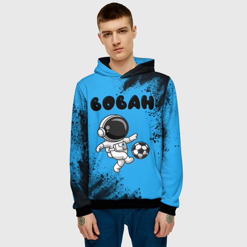 Мужская толстовка 3D Вован космонавт футболист, цвет черный - фото 3