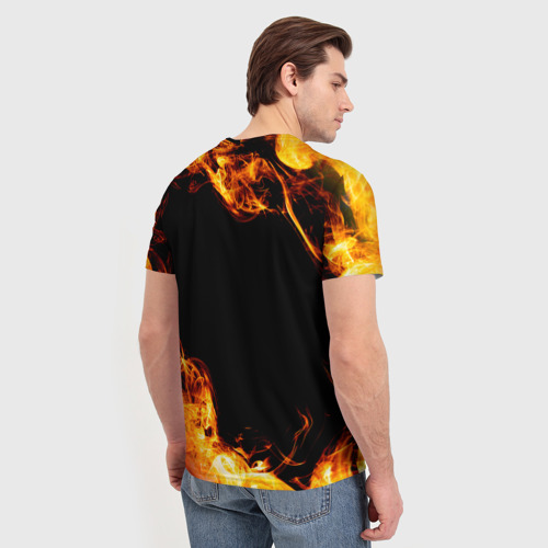 Мужская футболка 3D с принтом Ozzy Osbourne и пылающий огонь, вид сзади #2
