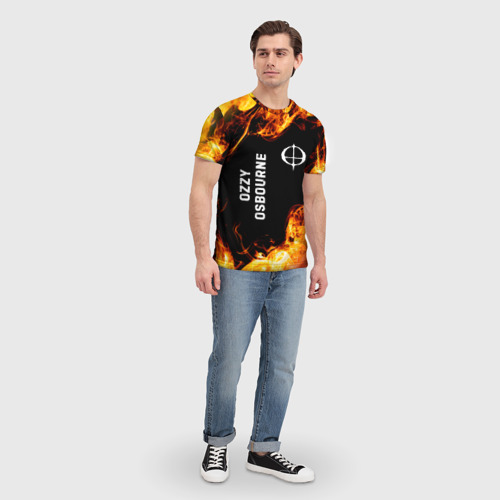 Мужская футболка 3D с принтом Ozzy Osbourne и пылающий огонь, вид сбоку #3