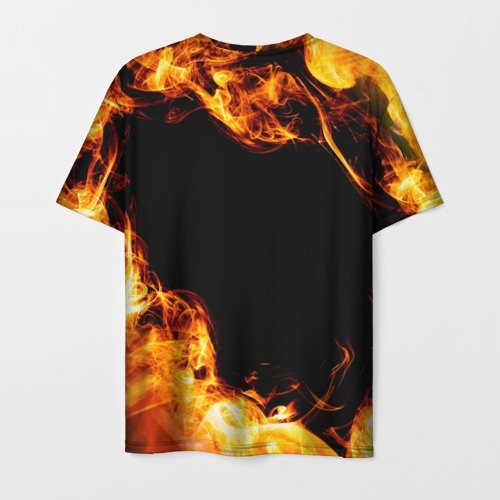 Мужская футболка 3D с принтом Ozzy Osbourne и пылающий огонь, вид сзади #1