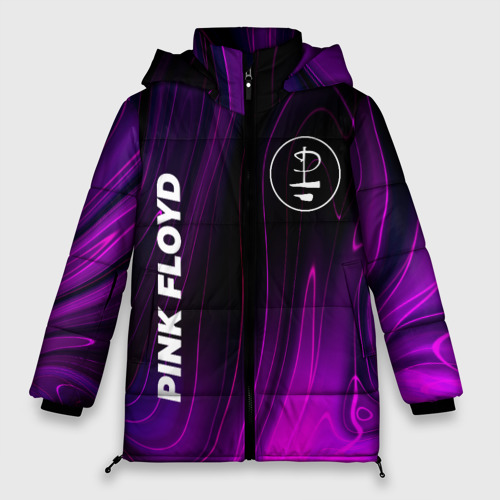 Женская зимняя куртка 3D с принтом Pink Floyd violet plasma, вид спереди #2