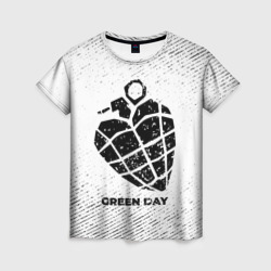 Женская футболка 3D Green Day с потертостями на светлом фоне