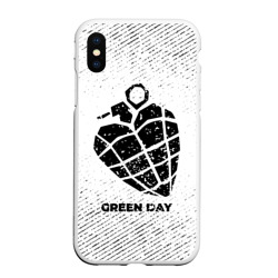 Чехол для iPhone XS Max матовый Green Day с потертостями на светлом фоне