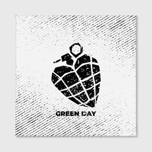 Холст квадратный Green Day с потертостями на светлом фоне, цвет 3D печать - фото 2