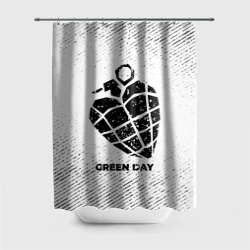 Штора 3D для ванной Green Day с потертостями на светлом фоне