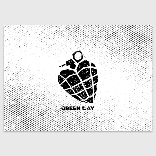 Поздравительная открытка Green Day с потертостями на светлом фоне, цвет белый