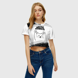 Женская футболка Crop-top 3D Arctic Monkeys рок кот на светлом фоне - фото 2