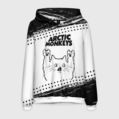 Мужская толстовка 3D Arctic Monkeys рок кот на светлом фоне, цвет белый
