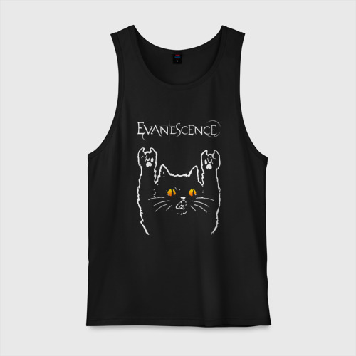 Мужская майка хлопок Evanescence rock cat, цвет черный