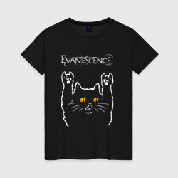 Evanescence rock cat – Женская футболка хлопок с принтом купить со скидкой в -20%