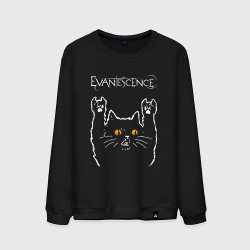 Мужской свитшот хлопок Evanescence rock cat, цвет черный