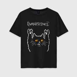 Женская футболка хлопок Oversize Evanescence rock cat