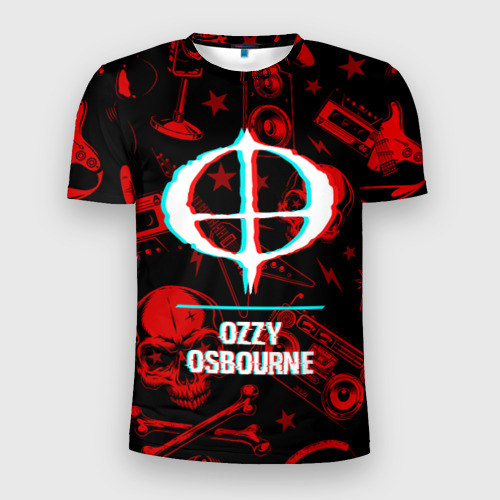 Мужская футболка 3D Slim с принтом Ozzy Osbourne rock glitch, вид спереди #2