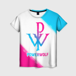 Женская футболка 3D Powerwolf neon gradient style