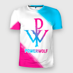 Мужская футболка 3D Slim Powerwolf neon gradient style