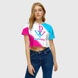 Женская футболка Crop-top 3D Powerwolf neon gradient style - фото 2