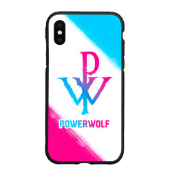 Чехол для iPhone XS Max матовый Powerwolf neon gradient style