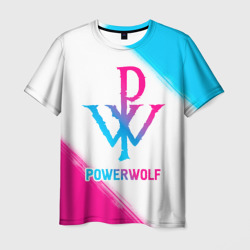 Мужская футболка 3D Powerwolf neon gradient style