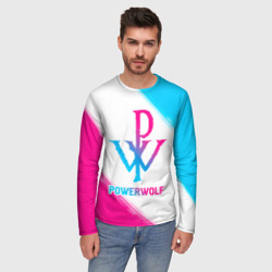 Мужской лонгслив 3D Powerwolf neon gradient style - фото 2