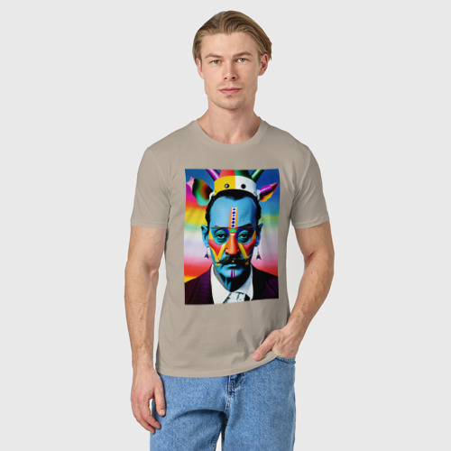 Мужская футболка хлопок Salvador Dali - pop art - neural network, цвет миндальный - фото 3