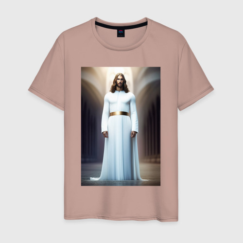 Мужская футболка хлопок Иисус Христос, цвет пыльно-розовый