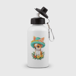 Бутылка спортивная Маленькая собачка чихуахуа в шляпе