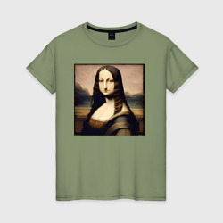 Женская футболка хлопок Мона Лиза в стиле аниме - нейросеть