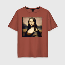 Женская футболка хлопок Oversize Мона Лиза в стиле аниме - нейросеть