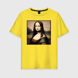 Женская футболка хлопок Oversize Мона Лиза в стиле аниме - нейросеть