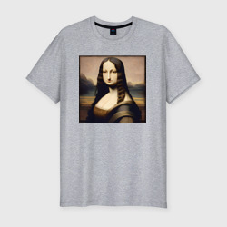 Мона Лиза в стиле аниме - нейросеть – Мужская футболка хлопок Slim с принтом купить