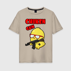 Женская футболка хлопок Oversize Chicken machine gun