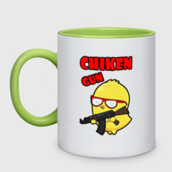 Кружка двухцветная Chicken machine gun