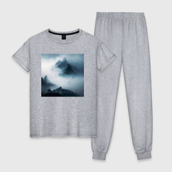 Женская пижама хлопок Горы в тумане - минимализм - нейросеть