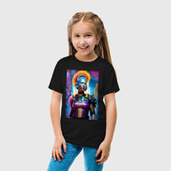 Детская футболка хлопок Девушка в стиле Киберпанк - мегаполис - фото 2