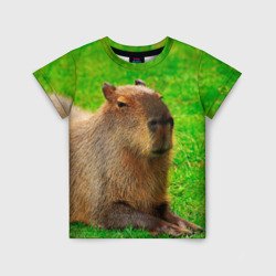 Детская футболка 3D Capybara on grass