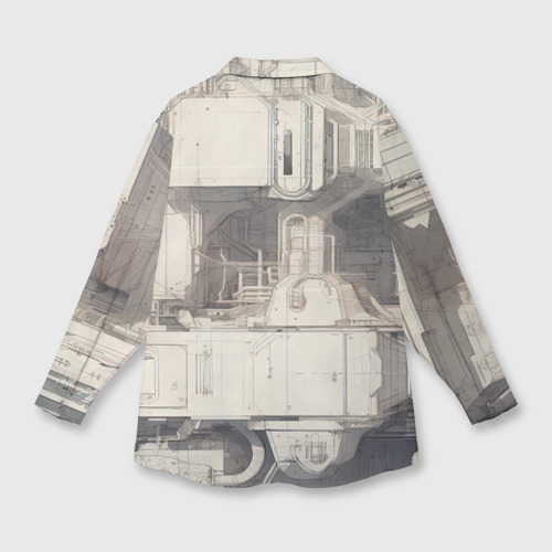 Женская рубашка oversize 3D Футуристическая архитектура будущего, цвет белый - фото 2